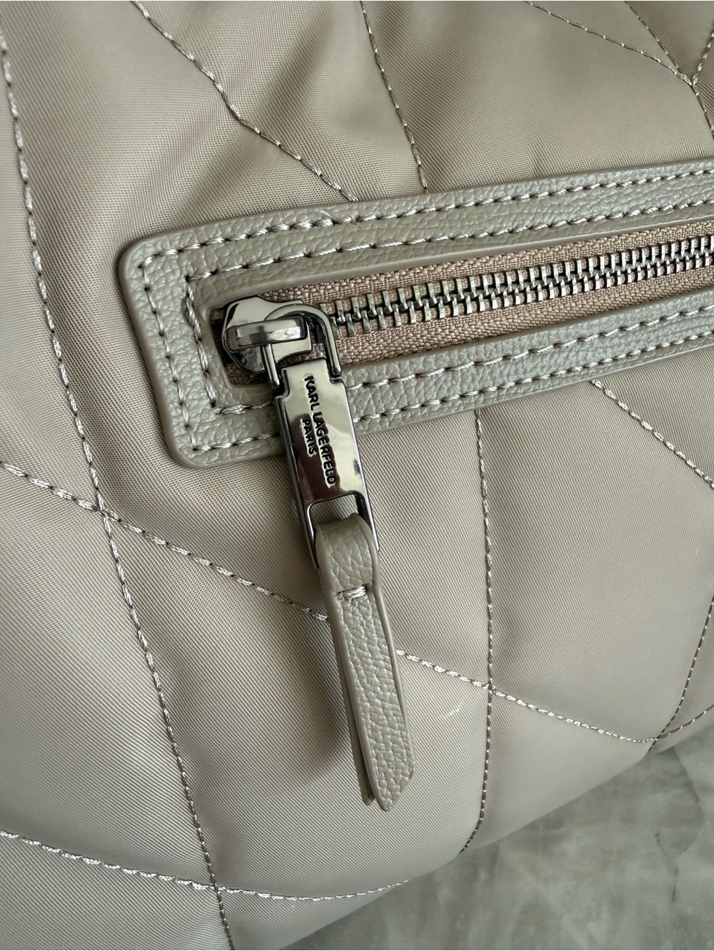 Karl Lagerfeld Voyage MediumQuilted Shoulder Bag in Truffle color - Picture 6 of 10